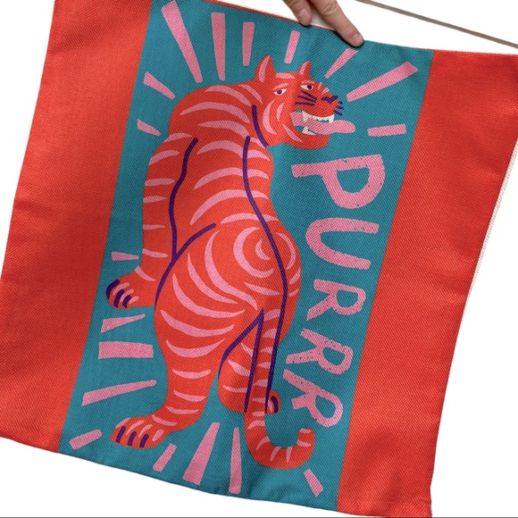 Tiger Pillow Cover | Pink / Orange Jungle Decor NWT - Picture 12 of 14